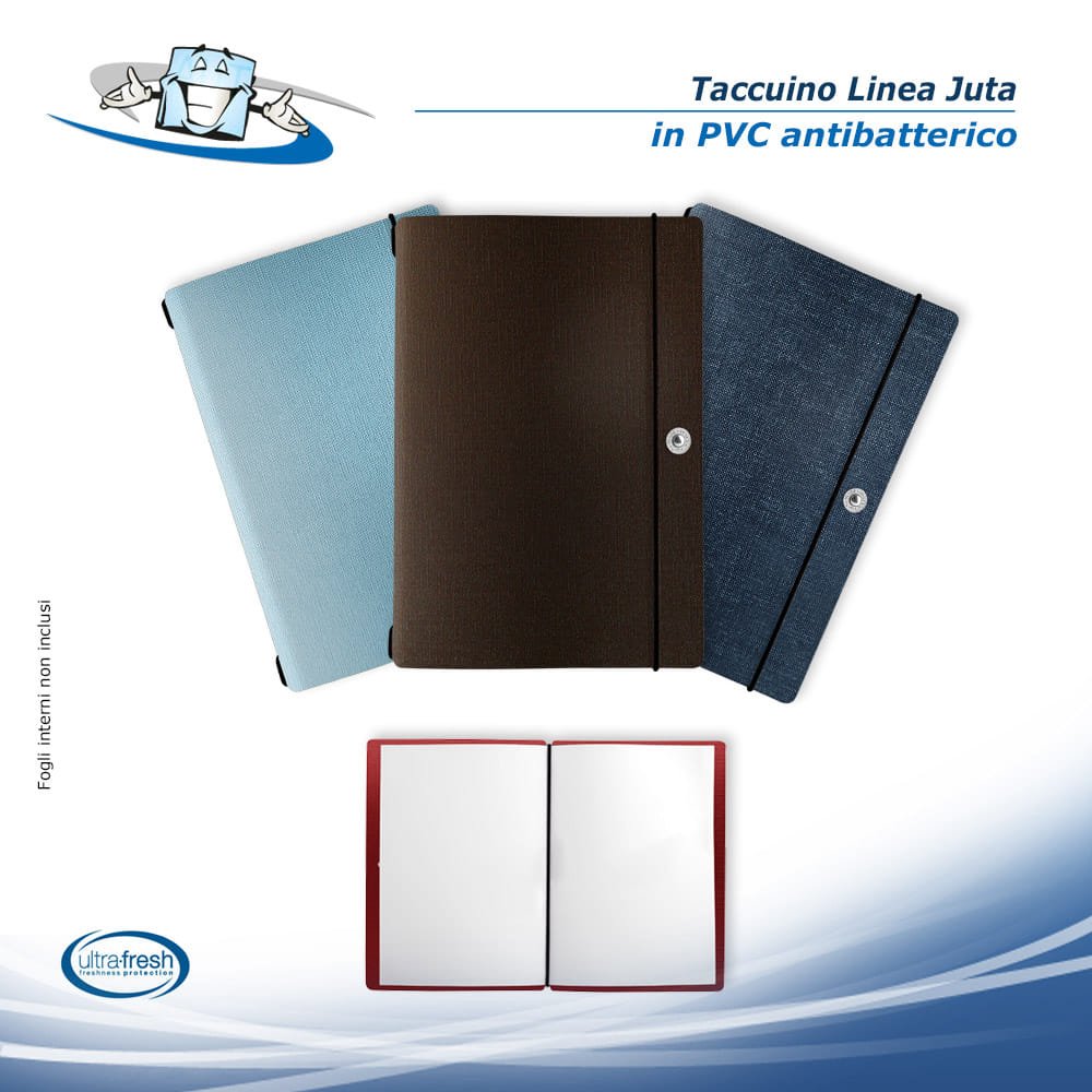 Linea Juta - Taccuino Note Portfolio in 2 formati e diversi colori in PVC antibatterico