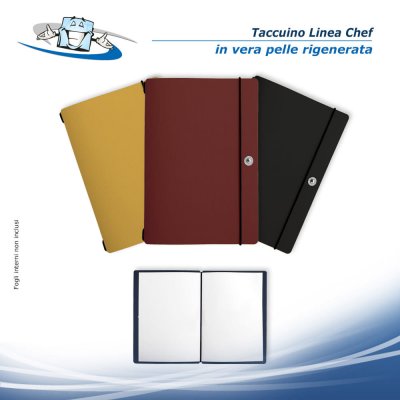 Linea Chef- Taccuino Note Portfolio in 2 formati e diversi colori in vera pelle rigenerata