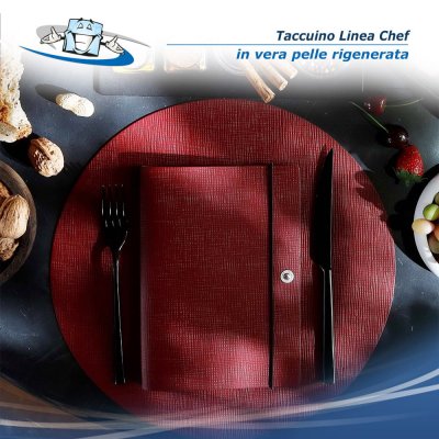 Linea Chef- Taccuino Note Portfolio in 2 formati e diversi colori in vera pelle rigenerata