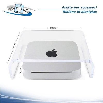 Alzata, Divisorio in Plexiglass Trasparente per accessori o espositore Notebook e minimac
