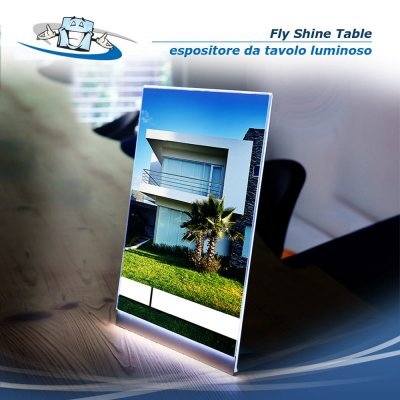 Fly Shine Table espositore luminoso porta listino o depliant fogli A4 da tavolo
