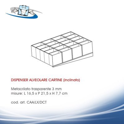 Dispenser cartine/cards alveolare per oggetti di vario tipo in plexiglass