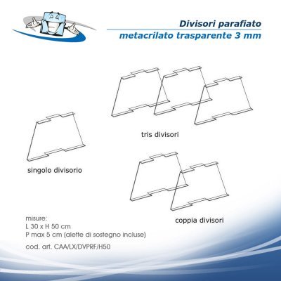 Parafiato H50 cm chiuso su tre lati in plexiglass, vetrina per alimenti, parasputo, barriera anche con sportello