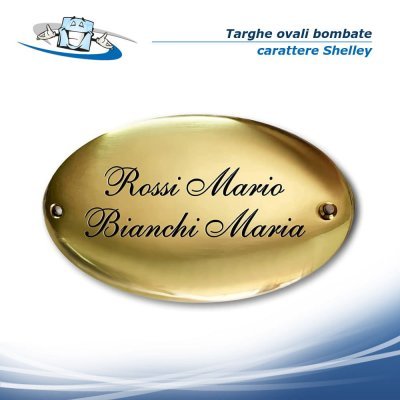 Targhe ovali bombate e piatte in ottone inciso personalizzabili disponibili in diverse dimensioni