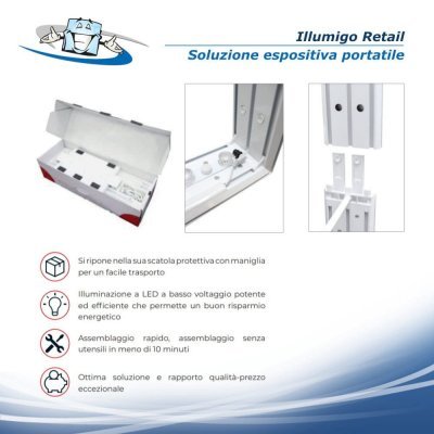 ILLUMIGO Retail - Totem con personalizzazione bifacciale e sistema di illuminazione