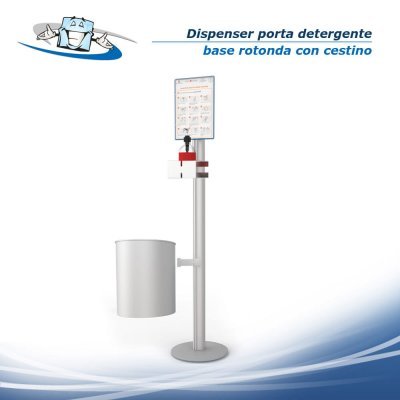 Porta dispenser per detergente mani con tasca porta informazioni