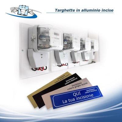 N. 10 pz. Targhette in alluminio incise personalizzate per cassetta delle lettere armadietti e quadri elettrici