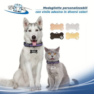 Medagliette per cani e gatti personalizzabili con vinile adesivo in diversi colori