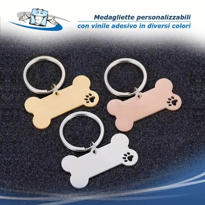 Medagliette per cani e gatti personalizzabili con vinile adesivo in diversi colori