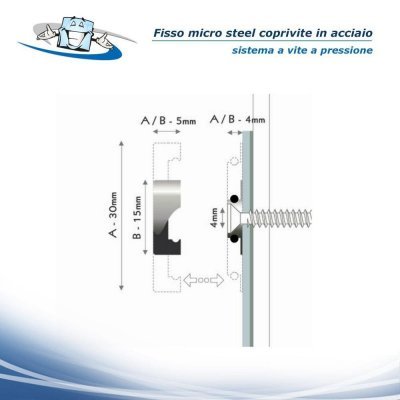 Fisso Micro Steel - Coprivite con sistema a vite a pressione su parete