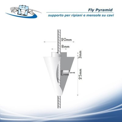 Fly Pyramid - Supporto per ripiani e mensole a sospensione su cavi