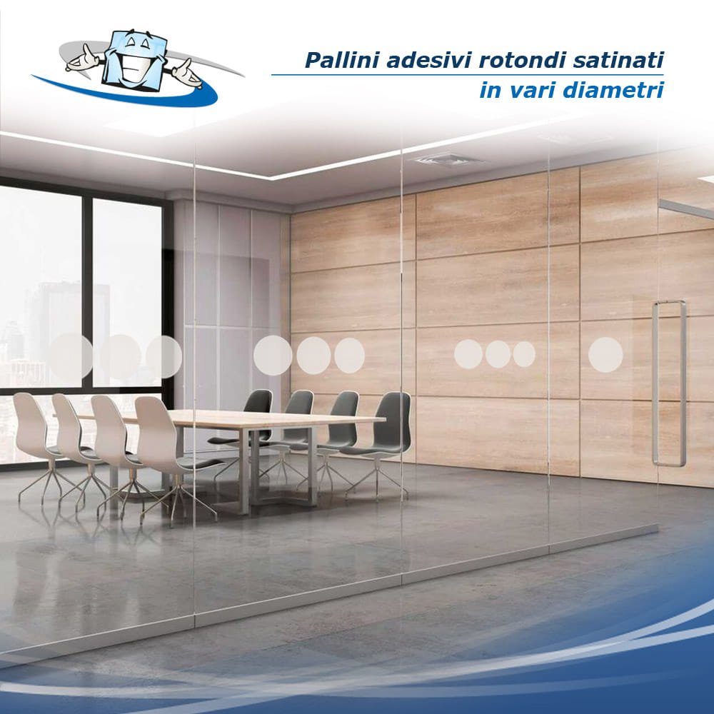 Pallini Cerchietti Adesivi Rotondi per vetri colore bianco effetto satinato sabbiato