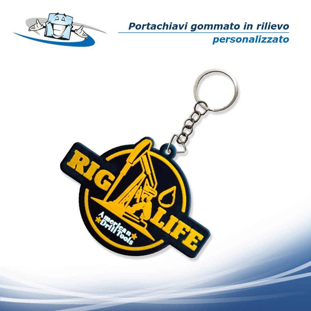 Portachiavi GOMMATI personalizzati con il Vostro logo - in rilievo effetto 2D