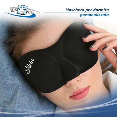 Mascherina per dormire personalizzata unisex nera oscurante per occhi