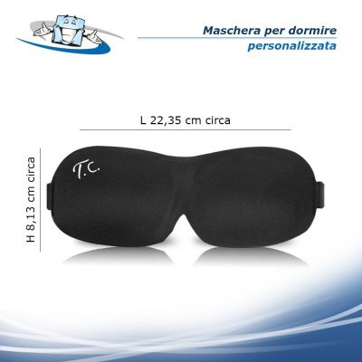 Mascherina per dormire personalizzata unisex nera oscurante per occhi