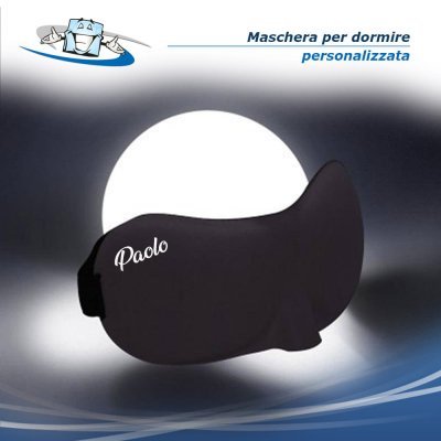 Mascherina per dormire personalizzata unisex nera oscurante per occhi