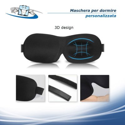 Mascherina per dormire personalizzata unisex nera oscurante per occhi