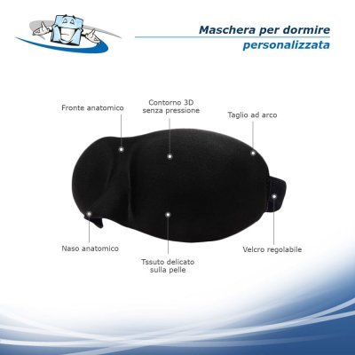 Maschera per occhi unisex nera oscurante per dormire personalizzata