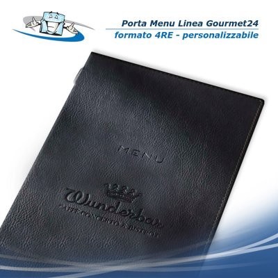 Linea Gourmet24 - Porta menu 4RE (L 17,2 x H 32 cm) personalizzabile rivestito in ecopelle