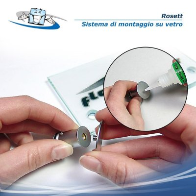 Fisso Rosett - Sistema di montaggio in alluminio per vetro