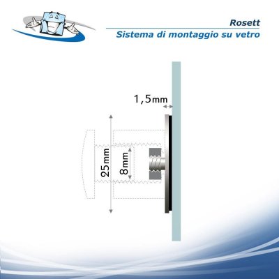 Fisso Rosett - Sistema di montaggio in alluminio per vetro