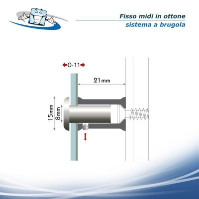 Fisso Midi - Distanziale a parete in ottone per lastre, targhe e pannelli di medie dimensioni