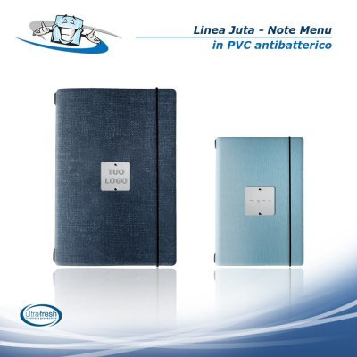 Linea Juta - Note Menu in PVC antibatterico in 2 formati con etichetta personalizzabile