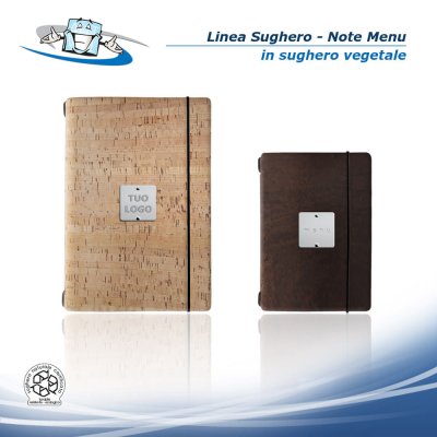 Linea Sughero - Note Menu in sughero vegetale in 2 formati con etichetta personalizzata