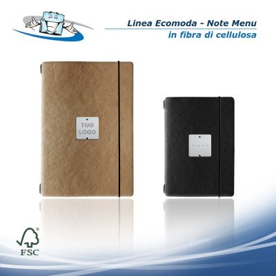 Linea Ecomoda - Note Menu in fibra di cellulosa in 2 formati con etichetta personalizzabile