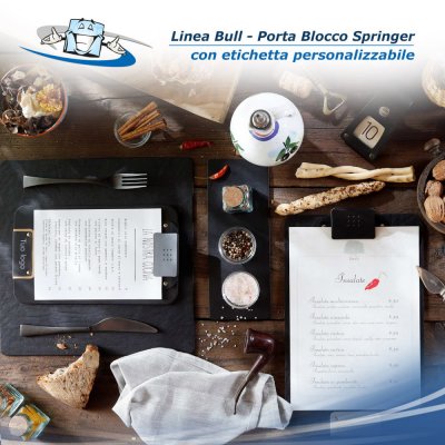 Linea Bull - Porta blocco "Notes" Springer in vera pelle rigenerata con etichetta patch personalizzabile