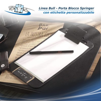 Linea Bull - Porta blocco "Notes" Springer in vera pelle rigenerata con etichetta patch notes