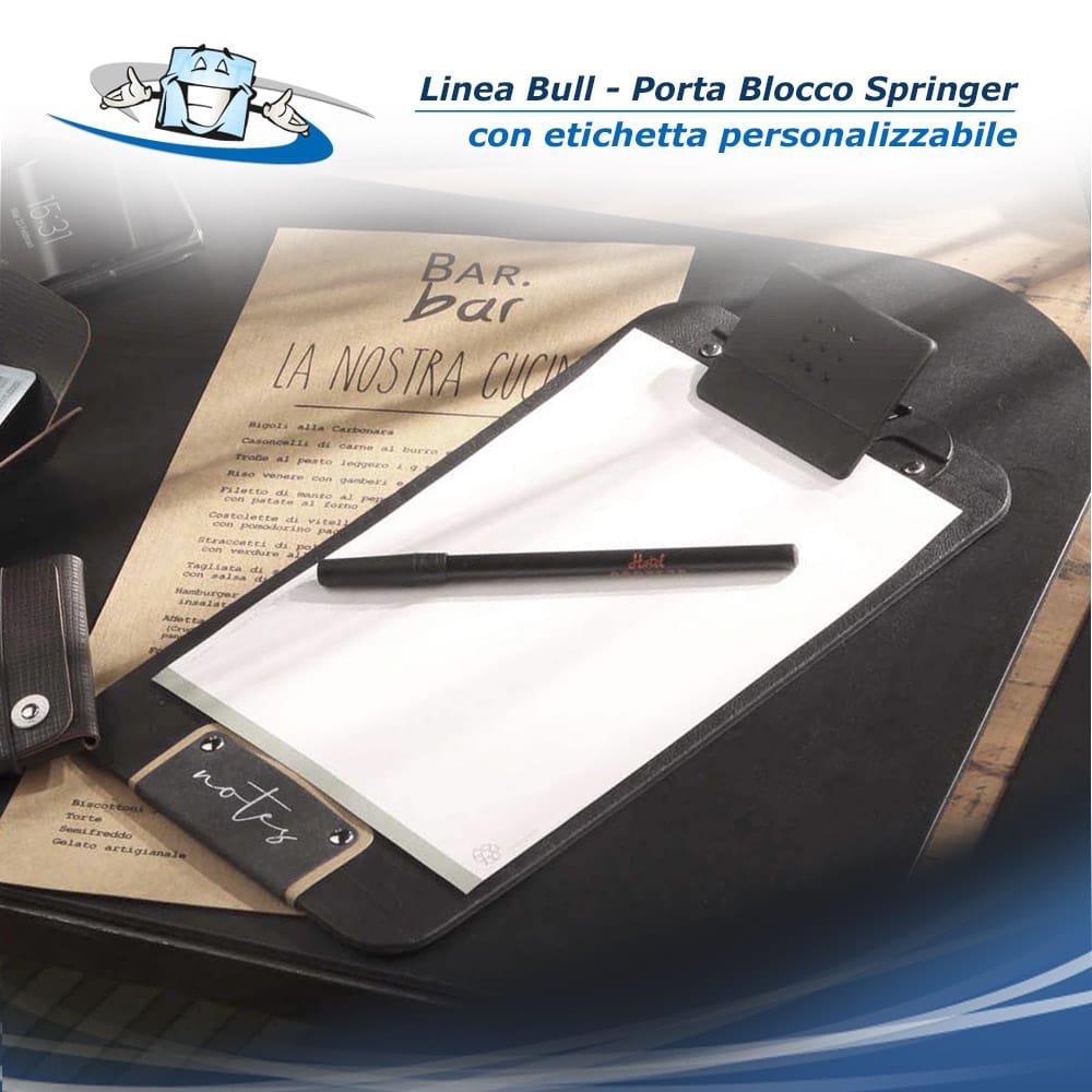 Linea Bull - Porta blocco "Notes" Springer in vera pelle rigenerata con etichetta patch notes