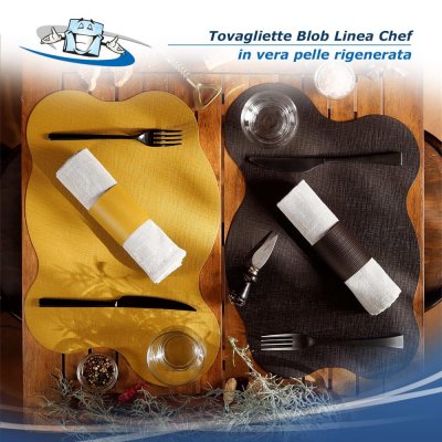 Linea Chef - Tovagliette Blob disponibili in 2 formati e diversi colori in vera pelle rigenerata