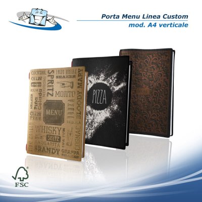 Linea Custom - Porta menu A4 Verticale (17,4 x 31,8 cm) in fibra di cellulosa
