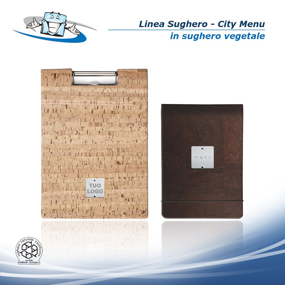Linea Sughero - City Menu in sughero vegetale in 2 formati con etichetta personalizzabile