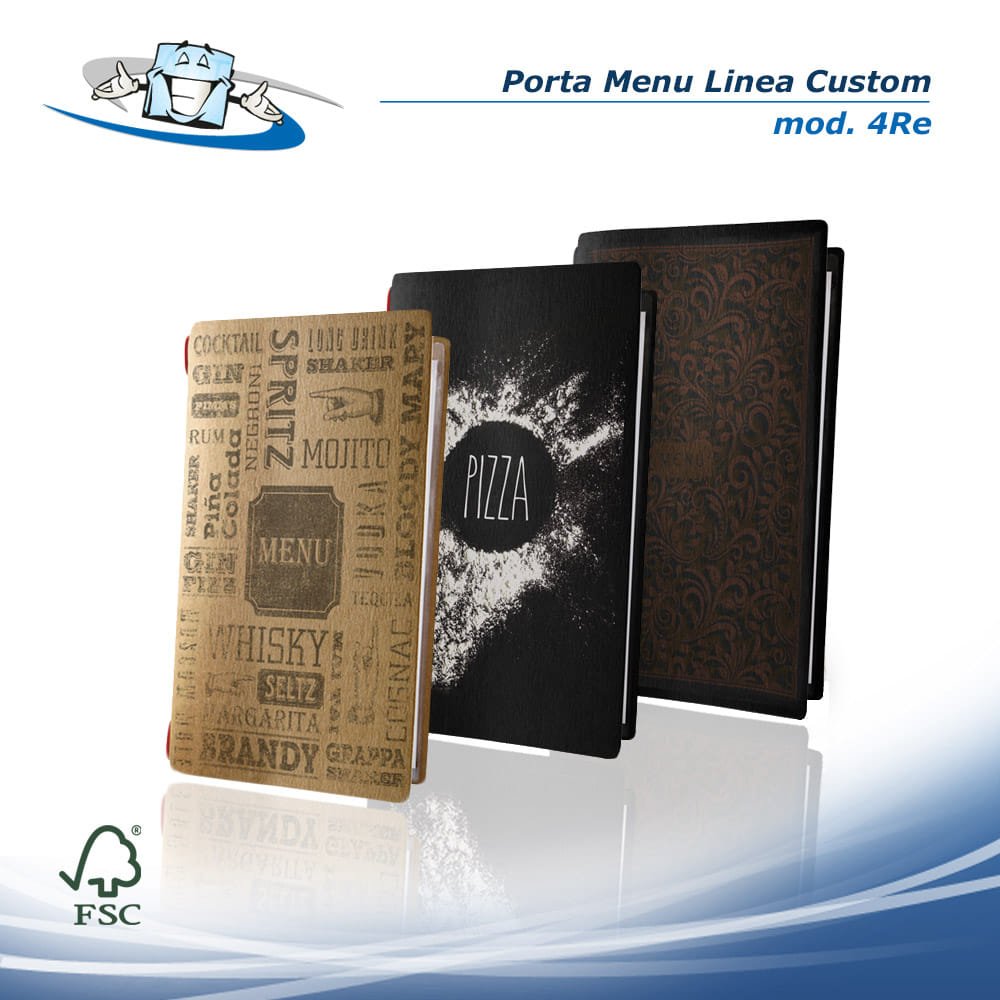 Linea Custom - Porta menu 4Re (23,2 x 31,8 cm) in fibra di cellulosa