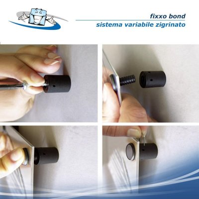 Fixxo Bond nero - Distanziale in acciaio zigrinato per uso esterno