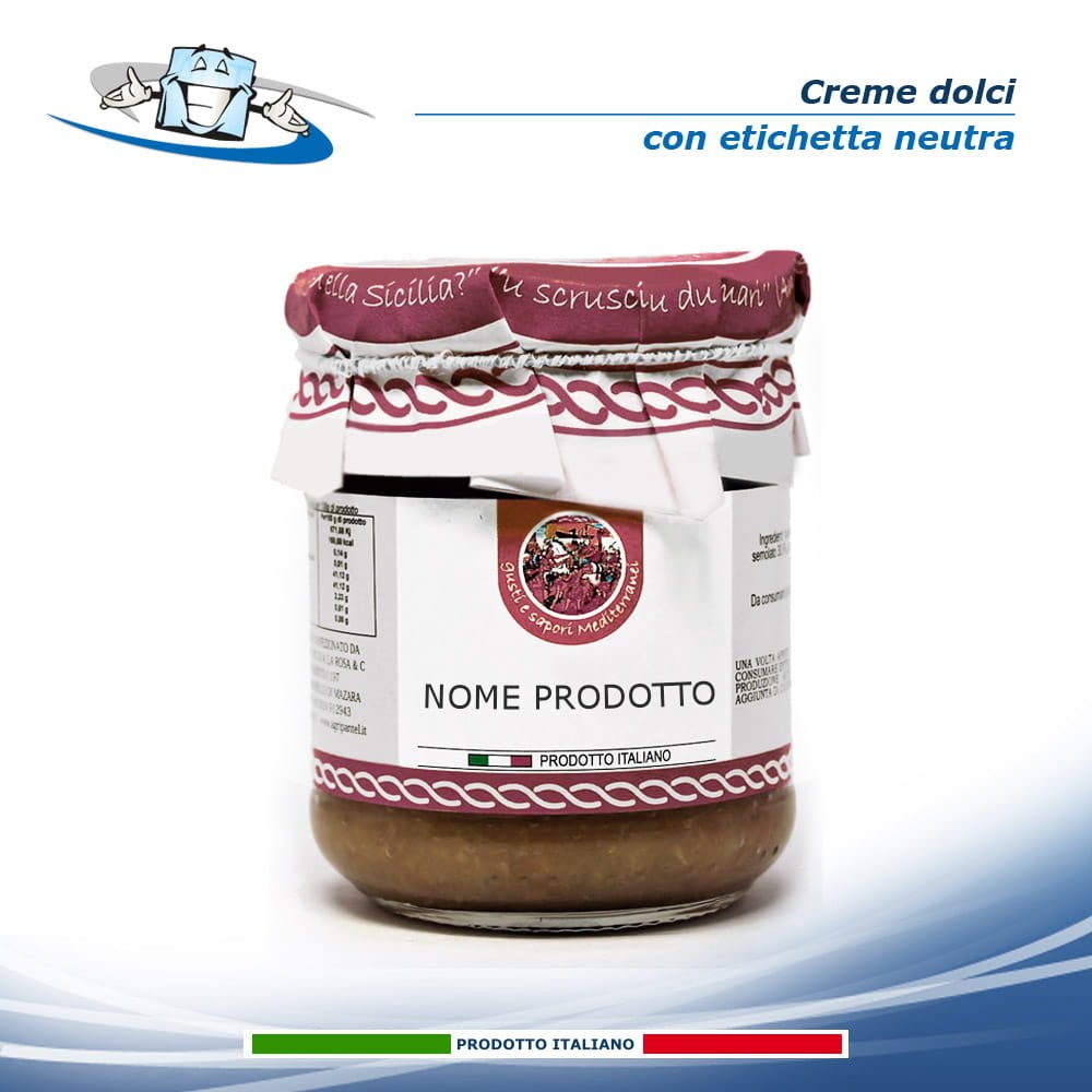 Creme dolci tipiche siciliane con etichetta neutra
