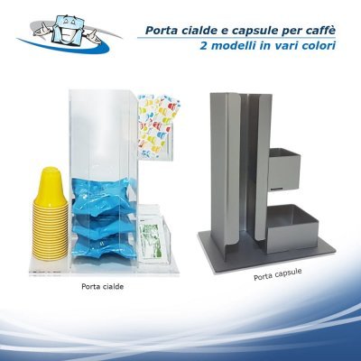 Porta cialde e porta capsule per caffè in plexiglass in vari colori