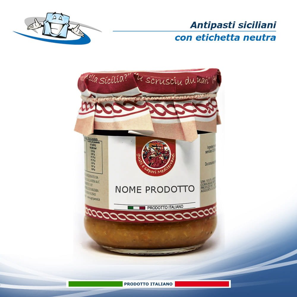 Antipasti tipici siciliani con etichetta neutra
