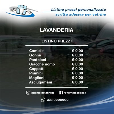 Scritta listino prezzi adesivo personalizzato per vetrine e pareti lisce prespaziato senza fondo