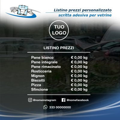 Scritta listino prezzi adesivo personalizzato per vetrine e pareti lisce prespaziato senza fondo