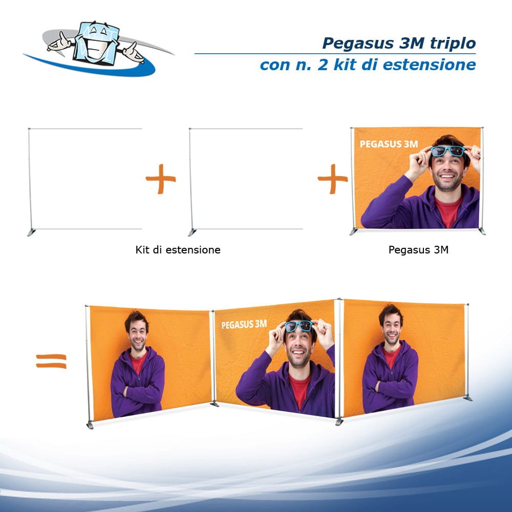 Pegasus 3M + n. 2 kit di estensione - Banner modulare con personalizzazione inclusa