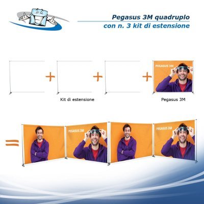 Pegasus 3M + n. 3 kit di estensione - Banner modulare con personalizzazione inclusa