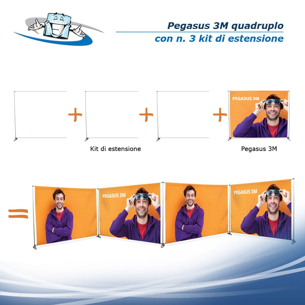 Pegasus 3M + n. 3 kit di estensione - Banner modulare con personalizzazione inclusa