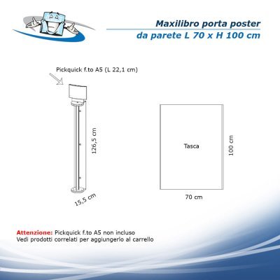 Maxilibro - Supporto porta poster da parete con tasche bifacciali - 70x100