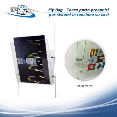 Fly Bag - Tasca porta prospetti trasparente per sistemi in tensione su cavi
