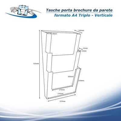 Taymar wall - Tasca porta brochure, riviste, depliant trasparente da appendere alla parete