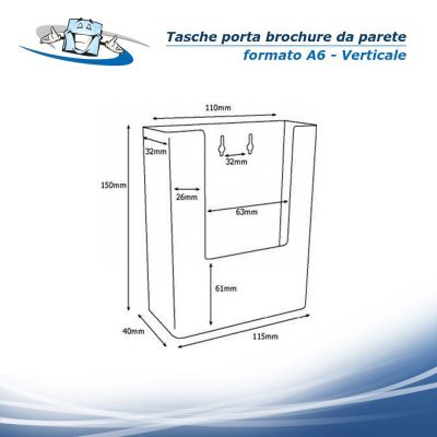 Taymar wall - Tasca porta brochure, riviste, depliant trasparente da appendere alla parete