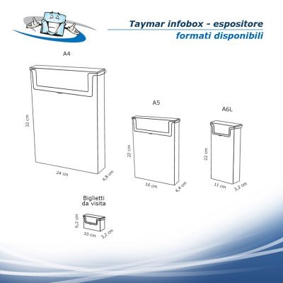 Taymar Infobox - Espositore trasparente per brochure, riviste, depliant a parete per esterno e interno